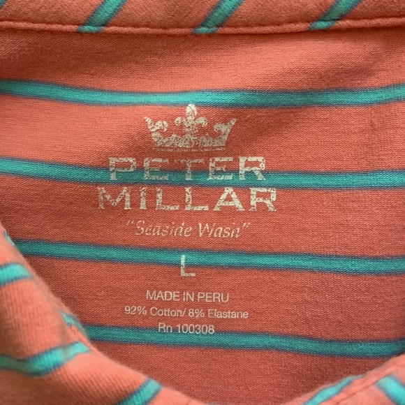Peter Millar Seaside Wash Soft Pink & Blue Polo Shirt, L - Picture 3 of 11